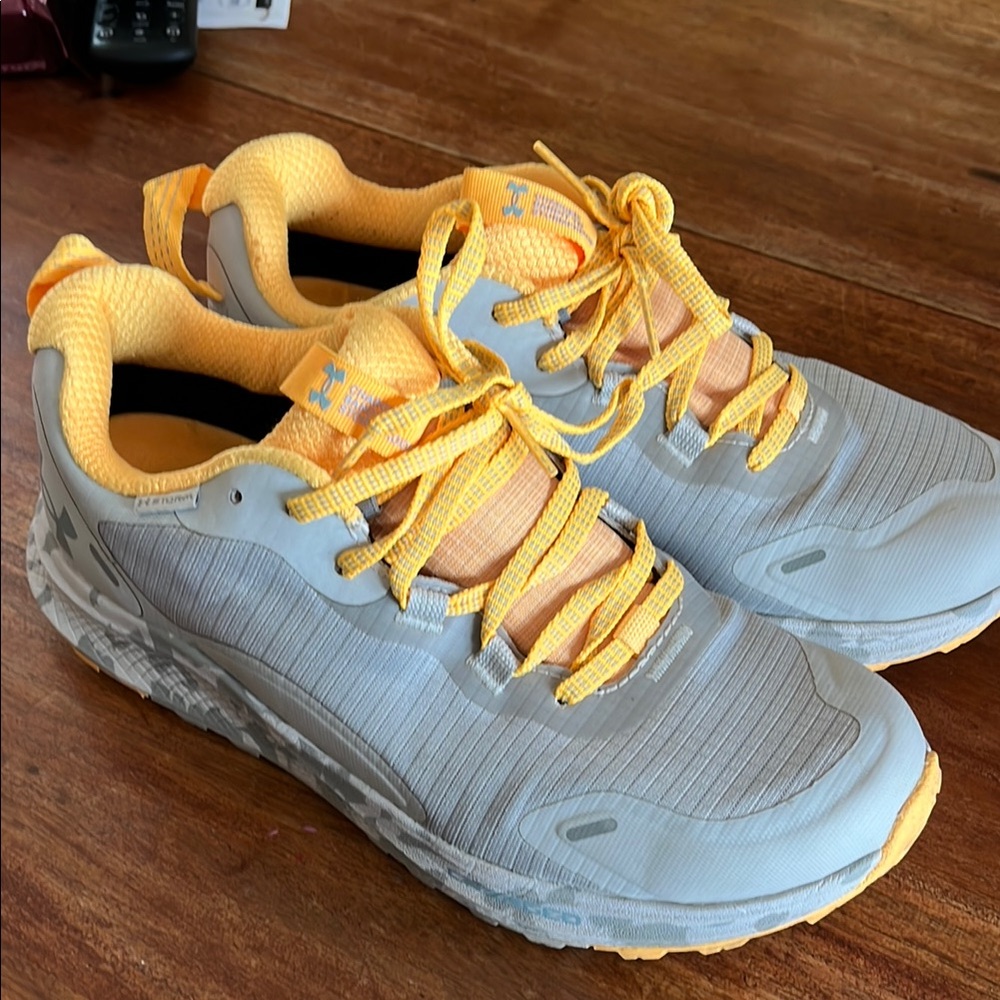 Under Armour Light Gray and Bright Yellow Sneakers